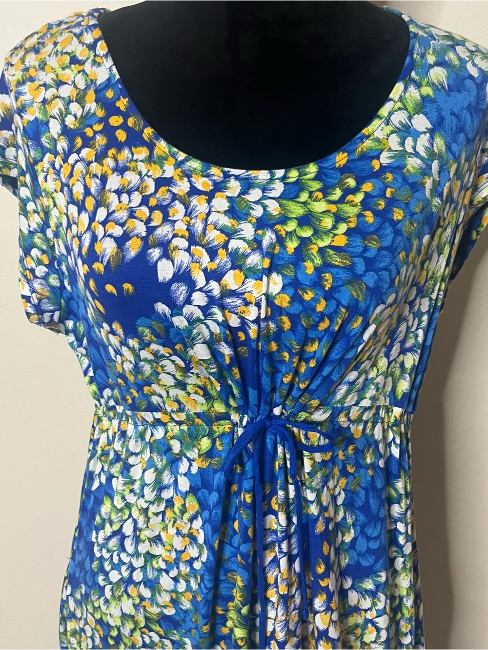 Carole Hochman Heavenly Soft Blue Floral Empire Drawstring Waist Sleep Dress M - Picture 5 of 8